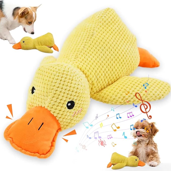 2025 Upgraded Dog Toys, New Durable Calming Duck Toys, Dog Toys for Aggressive Chewers with Soft Squeaker, Fun for Indoor Puppies and Senior Pups (Yellow, S-8.66 * 9.87in)