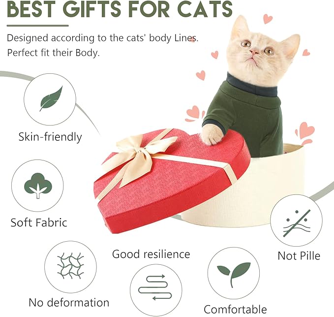 Sticky Cat Clothes Stretchy, Sphynx Hairless Sweater & Pajamas for Cats only, Soft Cat Onesie for Cats After Surgery Female Male & Hair Loss Prevention, Green XS