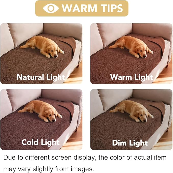 H.VERSAILTEX Non Slip Pet Couch Cover Chenille Dog Bed Protector Thick Soft Sofa Slipcover Pet Friendly Washable Couch Cushion Covers for Pets (30" x 70", Caramel)