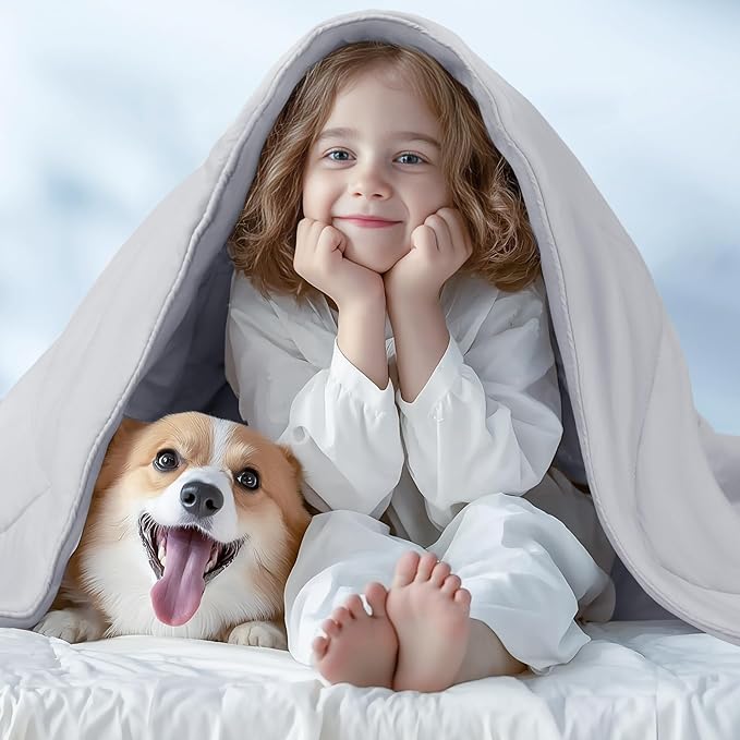 Luciphia Premium Cooling Dog Blanket for Small Medium Dogs Q-max>0.4 Washable Self-Cooling Cat Pet Mat Puppy Breathble Calming Throw for Beds Couches (Light Grey,40x60 inches)