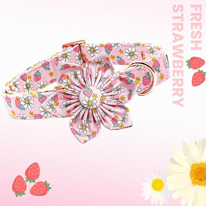 Lionheart glory Dog Collar Flower Collar Pink Dog Collar with Flower Spring Summer Cute Collar Dog Female Soft Durable Adjustable Dog Collars for Large Dogs