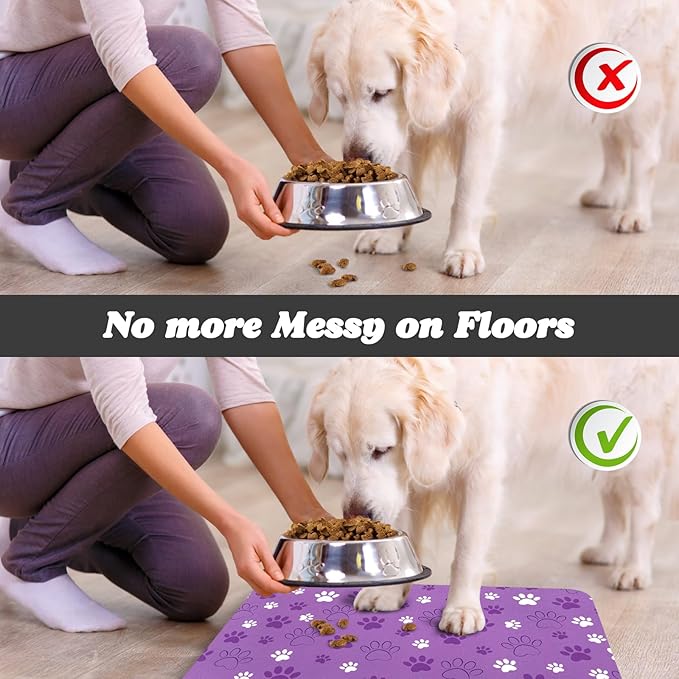 Dog Food Mat, Absorbent Water Bowl Mats Cat Pet Feeding Placemats 12 * 20 inch