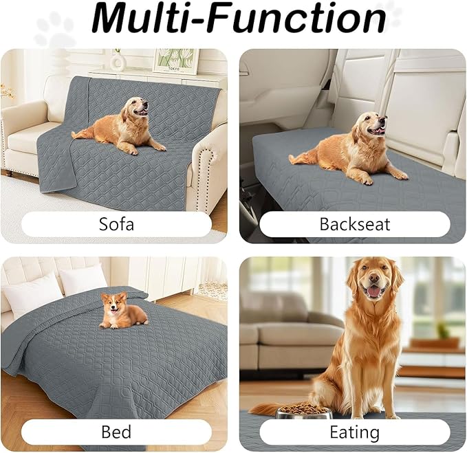 hyha Waterproof Dog Bed Blanket, Soft Pet Blankets, Waterproof Couch Cover for Dogs, Reversible Sofa Covers Washable for Furniture (30x53 Inch, Dark Grey/Dark Grey)