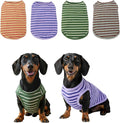 Dog Clothes, Stripe Dogs Shirts for Small & Medium Breeds, Pet Tank Top, Breathable Waffle Fabric Puppy Outfit, Shirt for Chihuahua, Yorkie, Dachshund, Corgi (4Pack, Small)