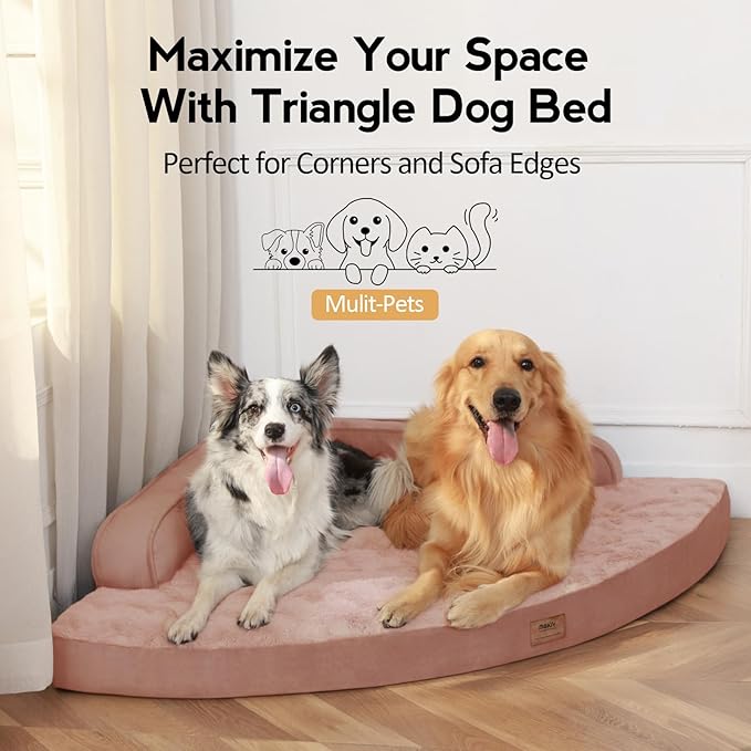Large Orthopedic Dog Bed with Sides XXL Dog Beds with Removable Washable Cover Non-Slip Waterproof Pet Bed for Extra Large Dogs - Pink XXL