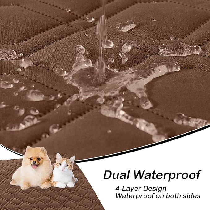 hyha Waterproof Dog Bed Blanket, Soft Pet Blankets, Waterproof Couch Cover for Dogs, Reversible Sofa Covers Washable for Furniture (40x70 Inch, Brown/Beige)