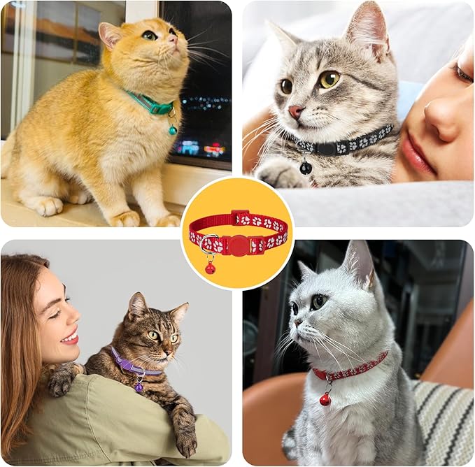 Taglory Kitten Collar Breakaway with Bell, 2 Pack Girl Boy Pet Kitten Collar Adjustable 6-8 Inch for 2-6 Months Cat, Black