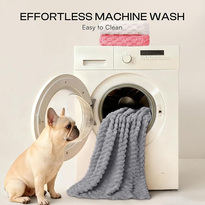 Luciphia Soft 300GSM Fleece Pet Blanket for Small Medium Large Dogs Washable 3D Textured Flannel Cat Puppy Decorative Furniture Protector Throw Durable Grey, L(41''x31'')