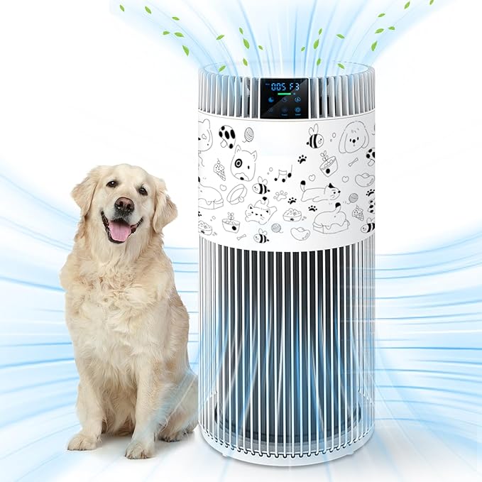 Air Purifier for Home Large Room 2500 Ft² with Washable Filters, Pet Air Purifier for Bedroom with PM2.5 Sensor, 20dB Sleep Mode, 360° Purification, 12H Timer for Remove Dust, Odor, Smoke