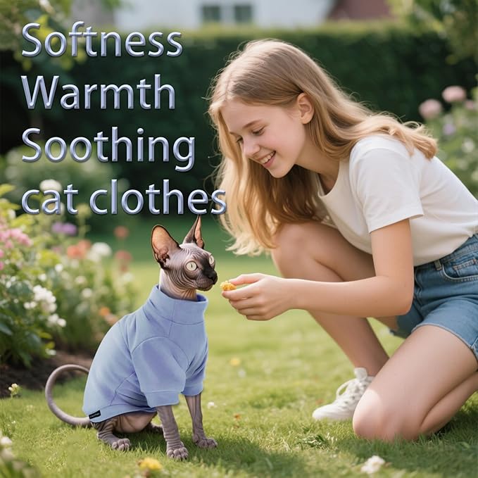Fleece Sphynx Cat Clothes Soft Hairless Cat Clothes Pullover Cat Sweater for Chihuahua All Season Light and Warm Kitten Cloth for Cats Only Puppy Clothes Small Dog Sweater (Purple, XX-Large)