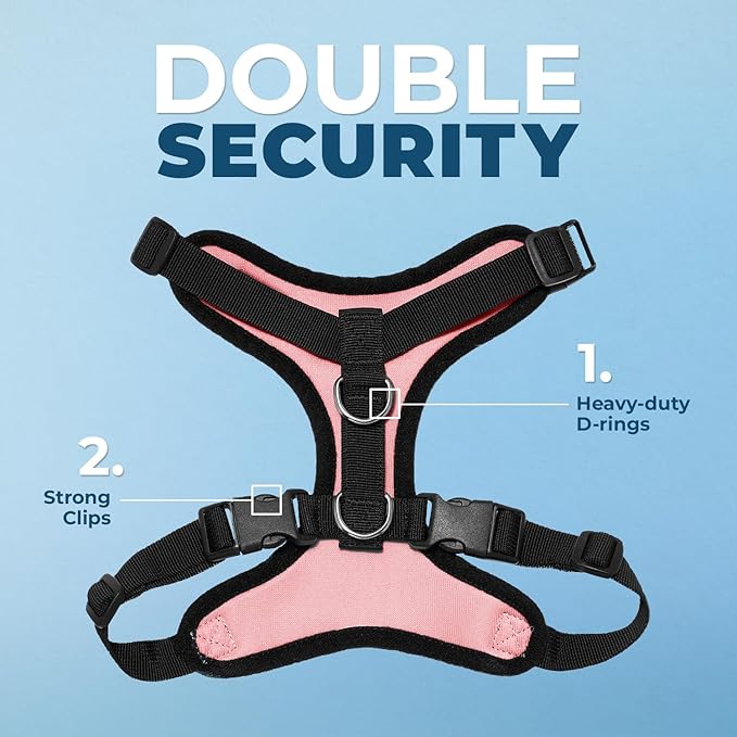 Voyager Step-in Pet Harness - All Weather Mesh, Adjustable Step in Harness for Cats and Dogs by Best Pet Supplies - Pink/Black Trim, XS