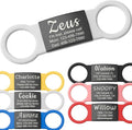 Anavia Slide On Silent Pet ID Tags, S/M/L/XL Personalized Black Stainless Steel Colored Silicone Cat Dog Name Tag, Customized Engraved Nameplate, Quiet Chew-Proof Pet Collar Tag (White, Medium)