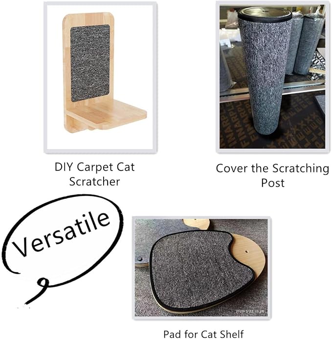SHENGOCASE 78.7"x15.8" Trimmable Self-Adhesive Carpet Mat Pad Replacement for Cat Tree Shelf Shelves, Cat Wall Furniture Steps, Cat Carpet Scratching Post Scratcher Couch Protector