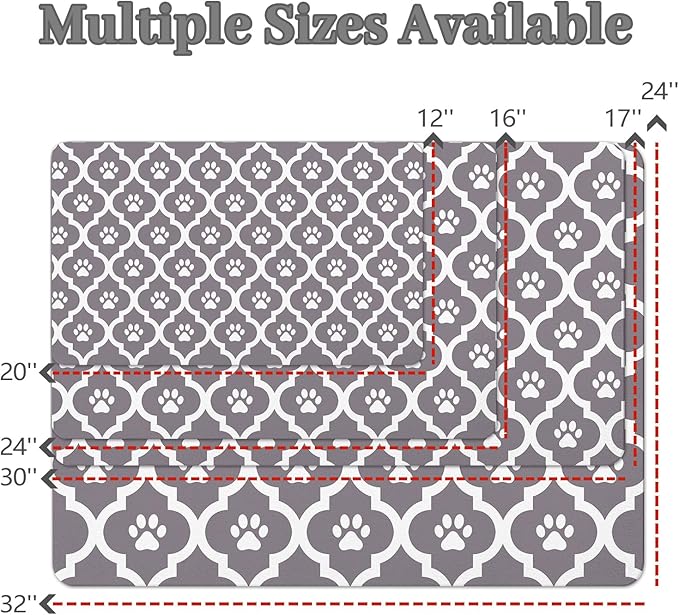 Dog Food Mat 16X24 Inch Pet Feeding Absorbent Mats for Floor Cat Water Bowl Placemats Non-Slip Washable Dog Mat for Food and Water
