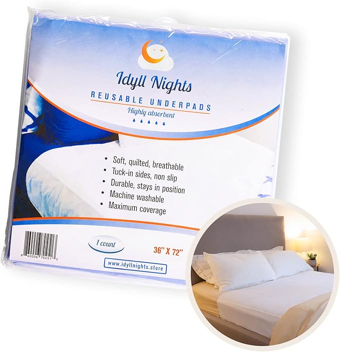 Washable Incontinence Bed Pad 36" x 72" – Soft, Absorbent & Waterproof Mattress Protector with Tuck-in Sides – Large King Size Reusable Pads for Kids, Adults, Seniors & Pets