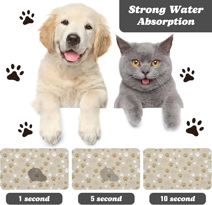 Dog Food Mat, Absorbent Water Bowl Mats Cat Pet Feeding Placemats Beige 24 * 32 inch