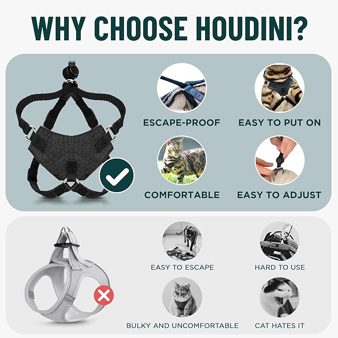 Houdini™ Escape Proof Cat Harness and Leash Set by OutdoorBengal – Turquoise, Large Cat Harness for Walking Big Cats