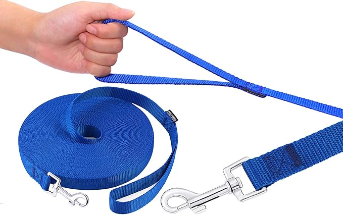 AmaGood Dog/Puppy Obedience Recall Training Agility Lead-15 ft 20 ft 30 ft 50 ft Long Leash-for Dog Training,Tie Out,Play,Safety,Camping (20 feet, Blue)