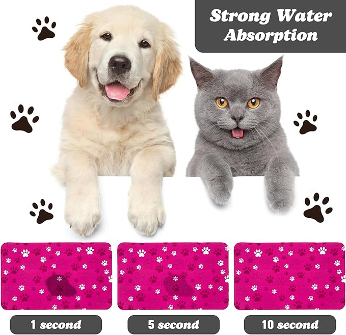 Dog Food Mat, Absorbent Water Bowl Mats Cat Pet Feeding Placemats Pink 17 * 30 inch