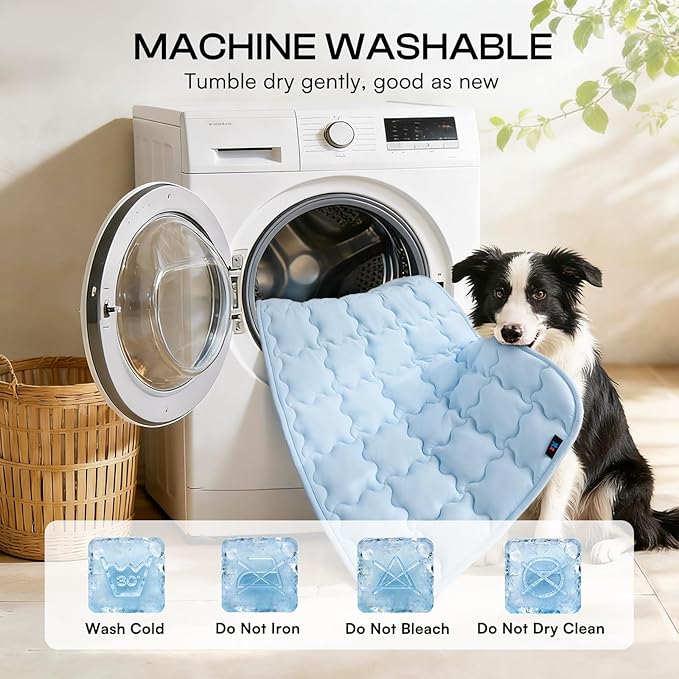 Luciphia Premium Dog Cooling Mat Non-Slip Q-MAX>0.5 Self-Cooling Pad for Large Pet Indoor Portable Kennel Puppy Bed for Couch Summer Crate Pad for Dog Washable Light Blue 40x60 inches