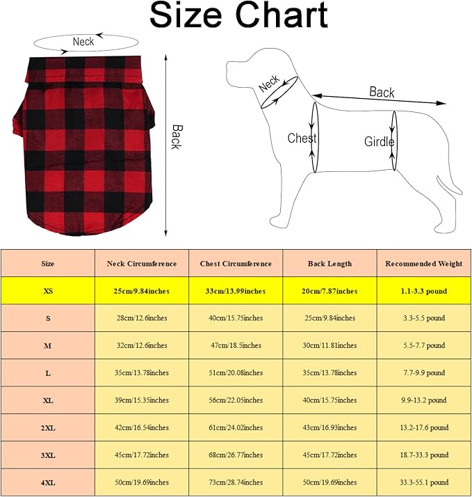 Tongcloud 3 Pack Plaid Puppy Cat Shirt - Cute Dog Shirts for Small Dogs and Cats - Birthday Party and Holiday Photo