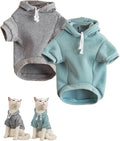 QWINEE Basic Dog Hoodie Sweatshirt Puppy Sweater Warm Cat Costumes Pet Clothes for Chihuahua Puppy Kitten Small Medium Dogs Grey and Cadet Blue X-Large