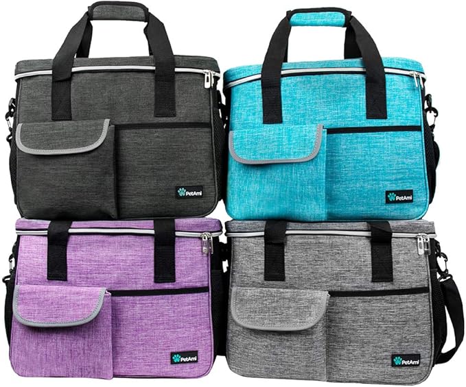 PetAmi Dog Travel Organizer with Food Container and Bowls, Weekend Camping Accessories - Charcoal, Medium