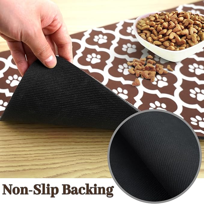 Dog Food Mat 24X32 Inch Pet Feeding Absorbent Mats for Floor Cat Water Bowl Placemats Non-Slip Washable Dog Mat for Food and Water