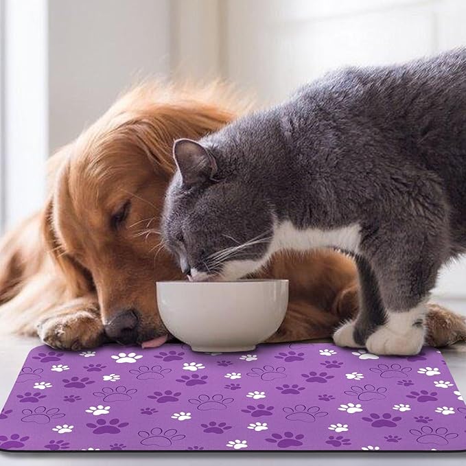 Dog Food Mat, Absorbent Water Bowl Mats Cat Pet Feeding Placemats 16 * 24 inch