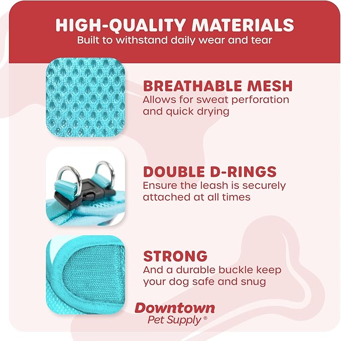 Downtown Pet Supply Step in Dog Harness No Pull, X-Large, Light Blue - Adjustable Harness with Padded Mesh Fabric and Reflective Trim - Buckle Strap Harness for Dogs