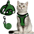 FAYOGOO Cat Harness, Escape Proof, Ultra-Light & Comfortable, Reflective Night Safety, Neon Green, Medium