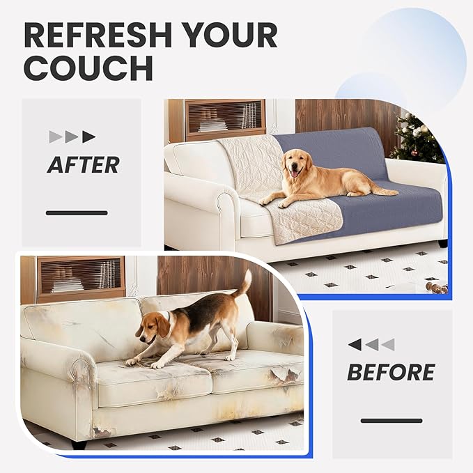 Waterproof Dog Bed Cover, Non-Slip Dog Blanket for Couch, Couch Covers for Dogs Washable, Pet Blanket for Furniture, Pet Bed Mat for Sofa, Car, Pet Supplies (68x82 Inch, Grey Blue)