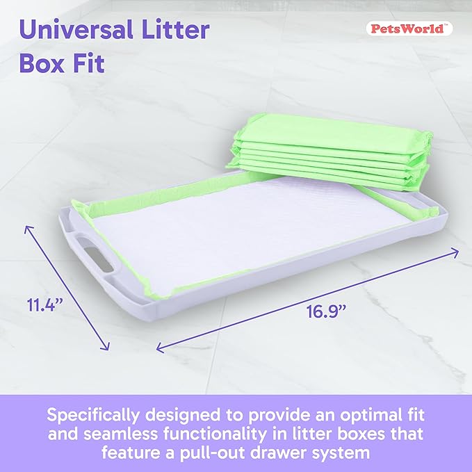 PetsWorld Universal Fit Multi-Cat Pad Refills for Litter Box, Fresh Scented, Ultra-Absorbent, Odor Control, Pack of 25