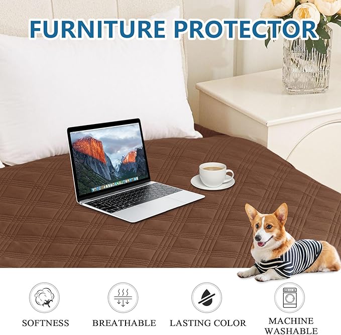 hyha Waterproof Dog Blanket, Reversible Pet Bed Blanket, Soft Sofa Couch Cover for Dogs Washable, Waterproof Pet Couch Covers for Sofa Puppy Cats Furniture Protector(40"x70", Brown/Beige)