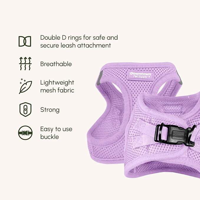 Downtown Pet Supply Step in Dog Harness for Large Dogs - Adjustable, Escape Proof Dog Harness with Reflective Trim - All-Weather, Fast-Drying Padded Mesh Fabric - Lilac, L