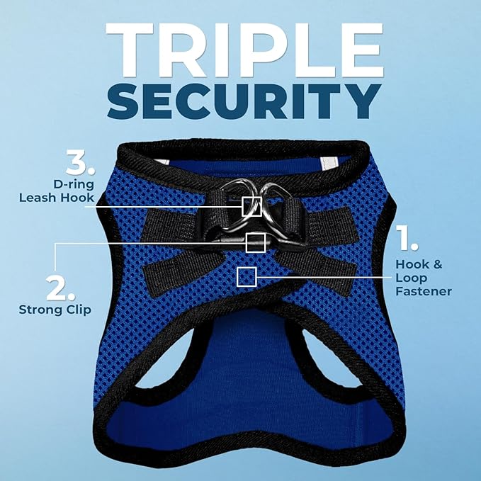 Best Pet Supplies Voyager Step-in Air All Weather Mesh Harness and Reflective Dog 5 ft Leash Combo with Neoprene Handle, for Small, Medium and Large Breed Puppies - Royal Blue/Black Trim, X-Small
