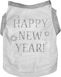 Petitebella Bling Happy New Year Puppy Dog Shirt (White/Sliver, X-Small)