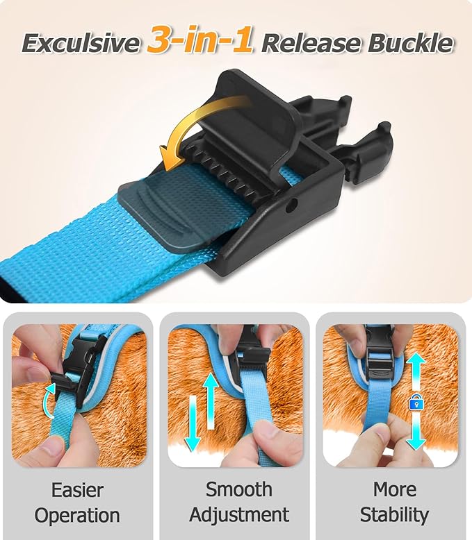 Halypet Cat Harness and Leash Set [MAX Safety 4th-Gen Upgrade] Escape Proof Adjustable Cat Leash Comfortable Soft Vest Easy to Wear Kitten Harness with Reflective Strip for Cats Walking, XS SkyBlue