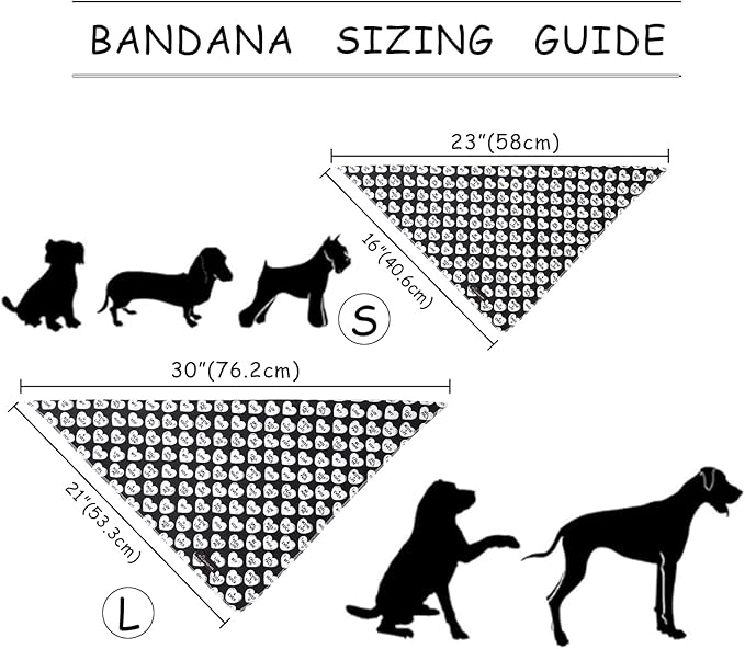 ARING PET Valentine's Day Dog Bandana, Cute Black White Pet Bandanas Scarf Triangle Bibs Handkerchief for Puppy Small Medium Large Boy Girl Dogs-L