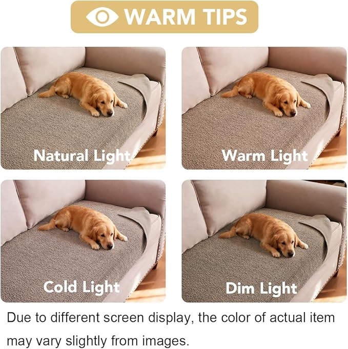 H.VERSAILTEX Non Slip Pet Couch Cover Chenille Dog Bed Protector Thick Soft Sofa Slipcover Pet Friendly Washable Couch Cushion Covers for Pets (30" x 70", Sand)