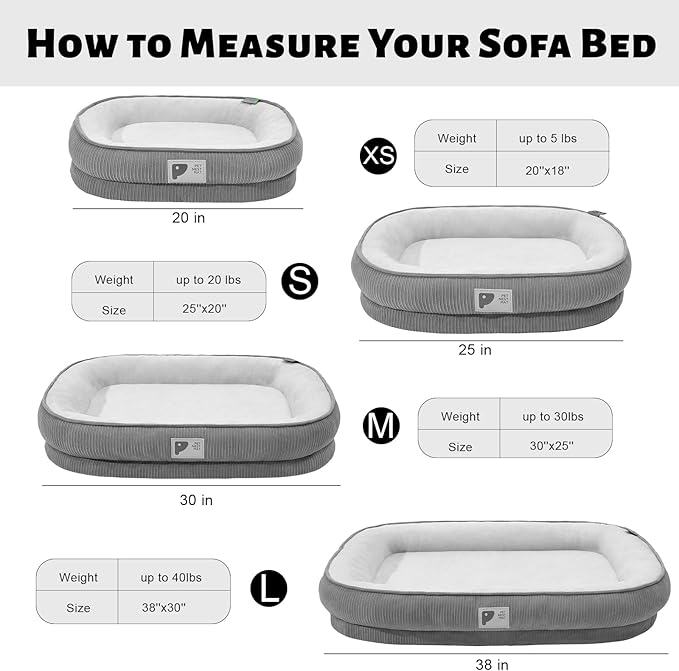 Orthopedic Dog Bed for Large Dogs Sofa Bed with Egg Crate Foam Dog Couch Bed with Four-Sided Bolster, Removable Cover & Non-Slip Bottom Grey L