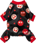 Fitwarm Hearts Eyes Smily Face Dog Pajamas, Cozy Valentines Outfit for Small Dogs Boy Girl, Festive Pet Clothes, Black, Red, Medium