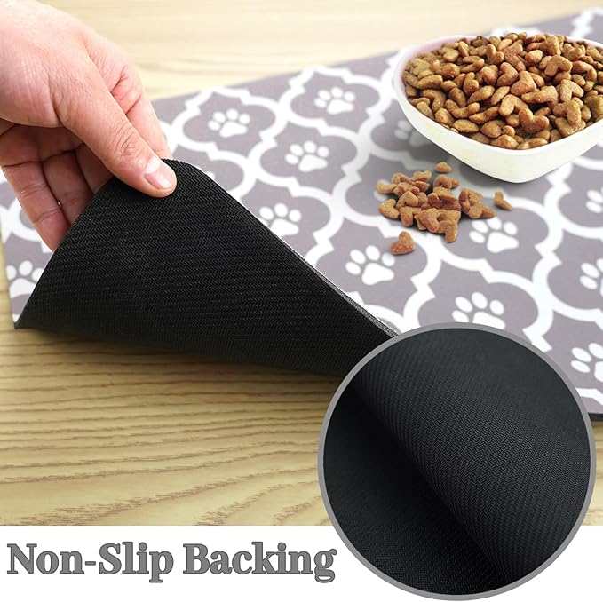 Dog Food Mat 12X20 Inch Pet Feeding Absorbent Mats for Floor Cat Water Bowl Placemats Non-Slip Washable Dog Mat for Food and Water