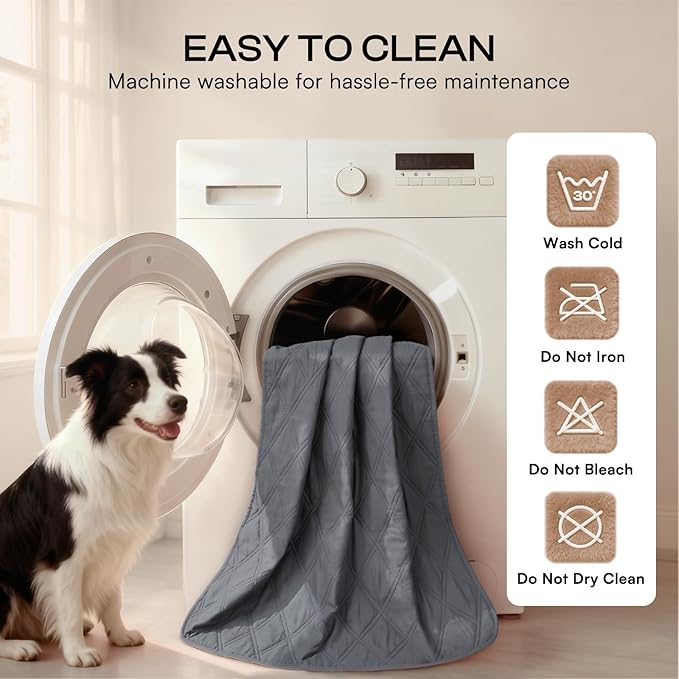 Luciphia 100% Waterproof Couch Cover Blanket for Dogs Anti-Slip Pet Couch Protector Sofa Mat Puppy Cat Blanket with Non-Slip Bottom, Grey, 82x102 Inch