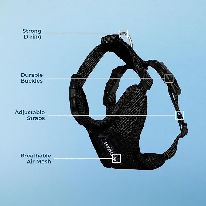 Voyager Step-in Pet Harness - All Weather Mesh, Adjustable Step in Harness for Cats and Dogs by Best Pet Supplies - Black, L