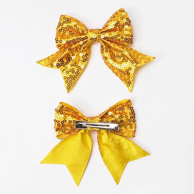 3-inch Sequined Bow Hair Clips For Baby Girls, Toddler, Kids and Young Women Birthday Party Wedding Christmas Occasions Pet Accessories Set of 2 (Royal Blue)