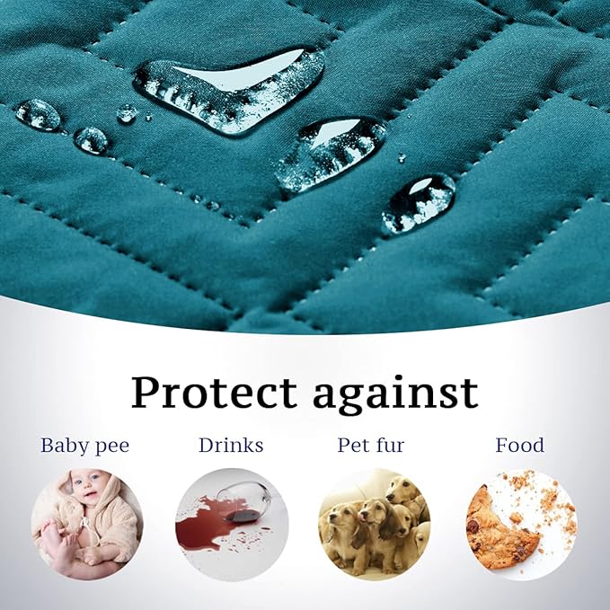 H.VERSAILTEX Reversible Sofa Slipcover Furniture Protector Water Resistant 2" Elastic Straps Sofa Cover Couch Covers Pets Kid Fit Sitting Width Up to 78" (Oversized Sofa: 86" x 132", Dark Teal/Beige)