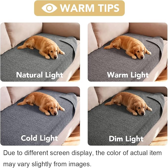H.VERSAILTEX Non Slip Pet Couch Cover Chenille Dog Bed Protector Thick Soft Sofa Slipcover Pet Friendly Washable Couch Cushion Covers for Pets (30" x 53", Gray)
