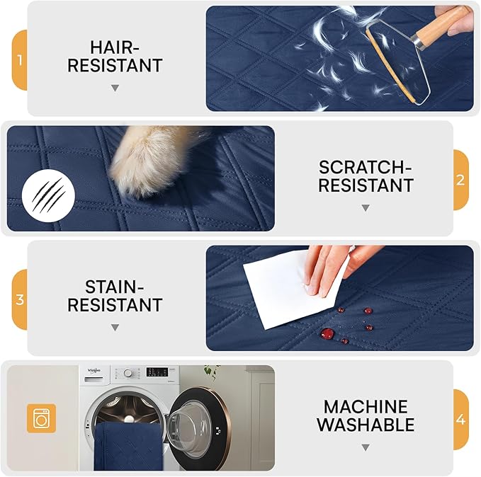 Luciphia 100% Waterproof Couch Cover Blanket for Dogs Anti-Slip Pet Couch Protector Sofa Mat Puppy Cat Blanket with Non-Slip Bottom, Navy Blue, 52x82 Inch