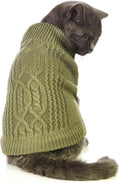 Stretchy Cat Sweater - 17 Colors & 6 Sizes | Snug Winter-Ready Knit for Boy/Girl Cats & Kittens(Olive Green, Large)